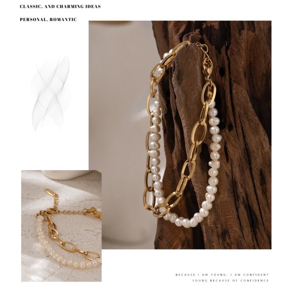 New 18K Gold Natural Pearls Double Layer Bracelet - Picture 8 of 11